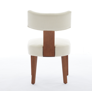 Chaises de salle à manger convertibles écologiques modernes, revêtement en tissu de lin, dossier incurvé, structure en bois massif, meubles pour appartement et maison - Product Image 2