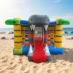 WINSUN <b>Small</b> Shark Inflatable Bouncy Castle Combo Trampoline-CE Certified Fireproof Lead-free Easy Setup - Product Image 1