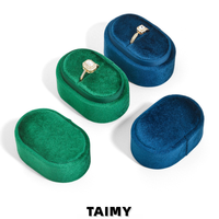 Boîte à bagues ovale portable en velours, élégante boîte de présentation de bijoux, vente en gros, boîte d'emballage de bagues personnalisable avec logo, boîte de rangement multi-emplacements pour bagues