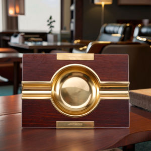 Cenicero JIFENG JF-3018, Accesorio para Cigarros, Clásico, Cuadrado, de Latón y Madera <span class=keywords><strong>Merbau</strong></span>, para Hogar, Oficina, Bar o Restaurante - Product Image 3