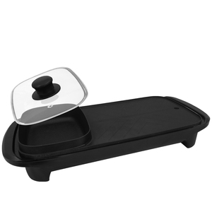 Quảng trường nấu ăn chiên nướng chảo và lẩu điện Hàn Quốc không dính BBQ nấu nướng vỉ nướng Skillet với Lẩu đa mục đích 2 trong 1 - Product Image 3