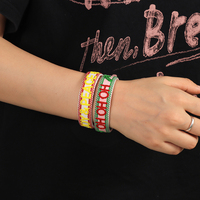 Bracelet manchette brodé à la main pour femme, personnalisé en fibre de polyester tissée, vente en gros