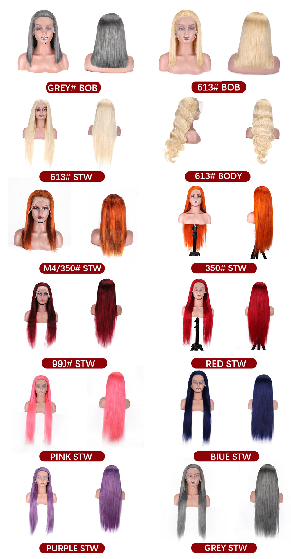 Choix de votre perruque couleur