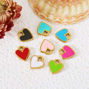 Pendentif Cœur en Acier Inoxydable 11x12mm, Breloque Goutte d'Huile Unilatérale pour Bijoux DIY, Colliers, Bracelets, Accessoires – Vente en Gros - Product Image 1