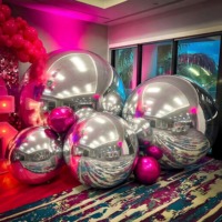 Ballons miroir gonflables argentés et roses, ballons géants gonflables pour événements de mariage, en PVC