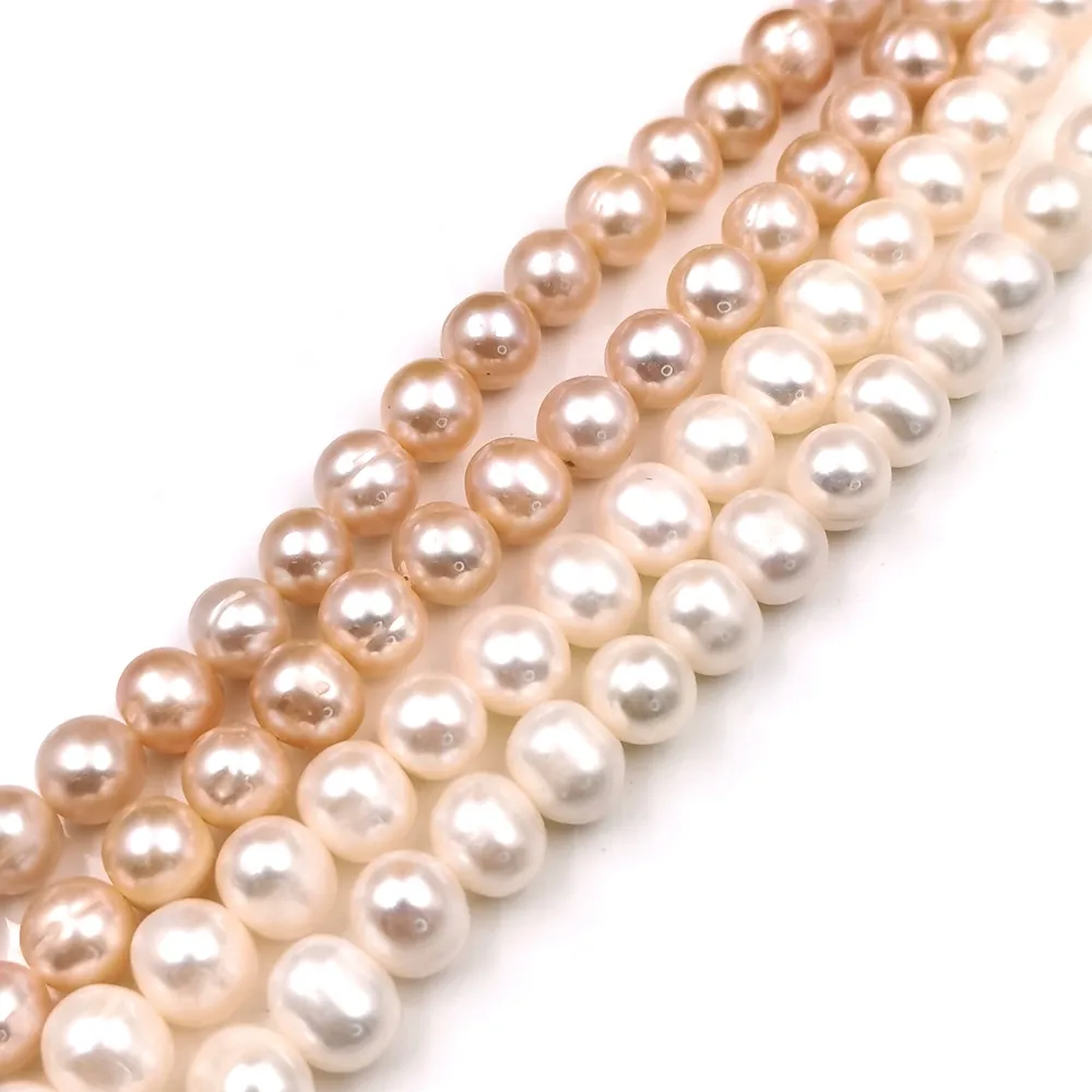 Perle d'eau douce naturelle de culture de haute qualité brins lâches perles de 8mm perle d'eau douce ronde pour la fabrication de bijoux