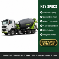 Camion malaxeur à béton Zoomlion 12m3 d'occasion 8x4 HOWO T7 2020, moteur, export Chine