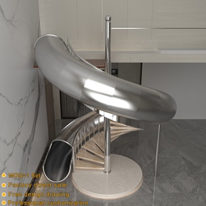 <span class=keywords><strong>Escalier</strong></span> <span class=keywords><strong>en</strong></span> spirale extérieur robuste <span class=keywords><strong>en</strong></span> acier inoxydable avec glissière entièrement tubulaire - Product Image 2