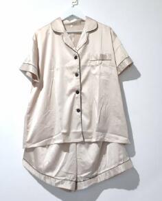 Ensemble <span class=keywords><strong>de</strong></span> pyjama <span class=keywords><strong>de</strong></span> demoiselle d'honneur Fung 3034 en satin grande taille pour femme, 80 % polyester et 20 % élasthanne, couleur <span class=keywords><strong>champagne</strong></span> argenté, coupe ajustée, respirant - Product Image 6