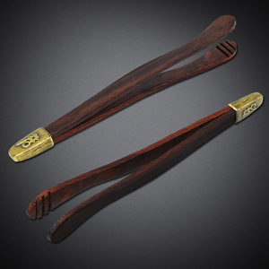 Handmade Ebony Tea Tongs Non Slip Wooden Tweezers For Kung Fu Tea Ceremony Accessories Flat Shape Afternoon Tea Use - Product Image 1