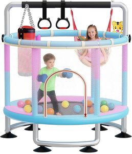 <span class=keywords><strong>Trampoline</strong></span> pour enfants d'intérieur et d'extérieur avec panier de basket, ballon de <span class=keywords><strong>plage</strong></span>, anneaux de traction et sac de sable - Product Image 1