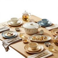 Nouvelle collection 2026 : Vaisselle en céramique, série Fleur de Jade, motif végétal sous glaçure, compatible micro-ondes, ensemble bol et assiette pour l'inauguration de la maison