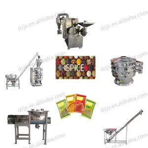 DZJX 100 Kg 500 Kg 1000 Kg Food Seasoning And Granulated Spices Production Line Spice Grinding Sieving Mixing Packaging Machine