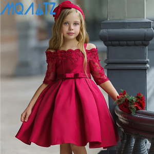 Robe de bal de luxe sans manches MQATZ pour filles, longueur genou, avec broderie en dentelle et sequins, idéale pour les fêtes et mariages d'enfants - Product Image 2