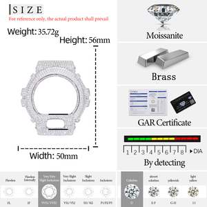 Boîtier de montre Moissanite DW6900 plaqué or, testé au diamant, avec lunette de montre sertie de diamants VVS, accessoires de luxe pour bijoux - Product Image 6