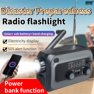 Lampe de poche électrique à manivelle, radio multifonctionnelle, équipement d'évacuation en cas de tremblement de terre, panne de courant solaire, prévention des catastrophes, équipement d'urgence - Product Image 2