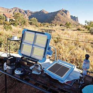 USB Rechargeable Power Bank Floodlight <b>Solar</b> Powered LED Hanging Hook Flood Lights for Garden ABS Lamp Body - Product Image 3