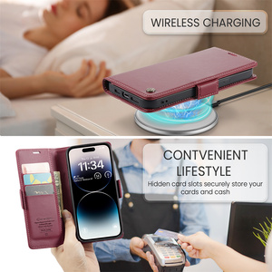 Étui portefeuille <span class=keywords><strong>CaseMe</strong></span> magnétique antichoc en cuir de luxe avec blocage RFID pour <span class=keywords><strong>iPhone</strong></span> 14 13 <span class=keywords><strong>12</strong></span> Pro Max Étui de protection - Product Image 6