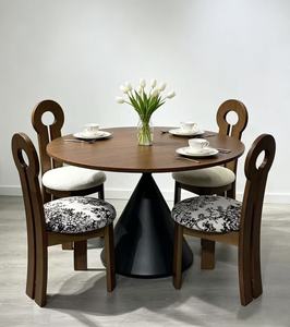 New Arrival Modern Round Wood Dining <b>Table</b> Set with 4 Mismatched Upholstered Chairs for Home Kitchen Dining Room - Product Image 3