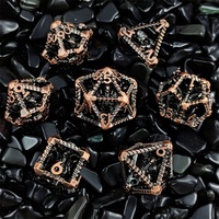 Ensemble de dés métalliques polyédriques à 7 pièces avec effet de sang d'Halloween pour Dungeons and Dragons