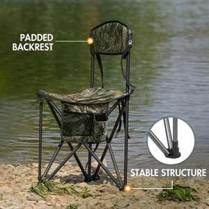 Chaise pliante extra large traditionnelle en fer avec dossier, mobilier d'extérieur pour la pêche et le camping, capacité de 150 kg, sangle de transport - Product Image 4
