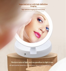 Miroir de Maquillage Pliant LED Lumineux Argenté Grande Taille Double Face Grossissement 10x pour Bureau - Product Image 4