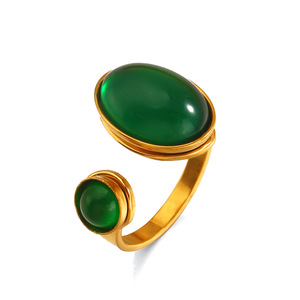 Anillo Minimalista de Acero Inoxidable, Estilo Europeo y Americano, Color Verde, Personalizado, Hip Hop, Geométrico, Elipse, Acero Titanio - Product Image 5