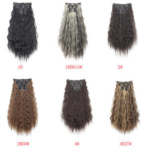 ชุดต่อ<span class=keywords><strong>ผม</strong></span>แบบคลิปหนีบ 6 ชิ้น สำหรับผู้หญิง <span class=keywords><strong>ผม</strong></span>ลอนยาวแบบคอร์นเพิร์ม ไฮไลท์ ทนความร้อนสูง พร้อมคลิป 16 <span class=keywords><strong>ต</strong></span>ัว - Product Image 1