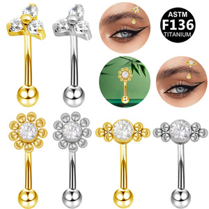 Piercing en titane pour sourcil F136, forme croix, avec cristal, pour usage quotidien - Product Image 5