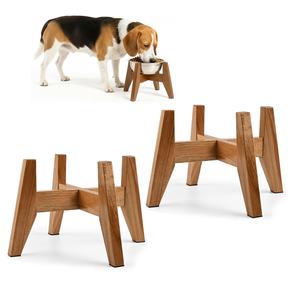 Support pour gamelle pour chien en bois d'acacia, 7 pouces de haut, lot de 2, support surélevé pour gamelle pour petits et moyens chiens, support en bois uniquement - Product Image 1