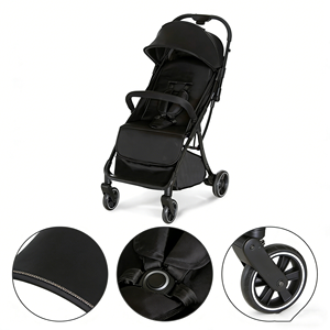 Passeggino Leggero EN1888 con Chiusura a un Pulsante, Carrozzina da Cabina con Cintura di Sicurezza a 5 Punti, <span class=keywords><strong>Ruote</strong></span> <span class=keywords><strong>Grandi</strong></span>, Portatile, Kinderwagen Tascabile - Product Image 5