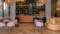 Meubles de magasin de desserts modernes et luxueux, comptoir de bar à café commercial en bois avec LED pour la décoration d'une boulangerie
