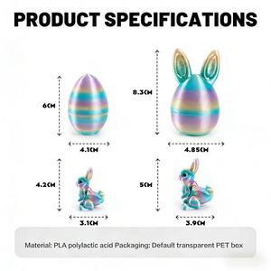 Set de Huevos de Conejo Impresos en 3D, Juguetes de Pascua, Adornos Creativos, Regalo para Niños, Juguetes para Fiestas y Celebraciones - Product Image 4