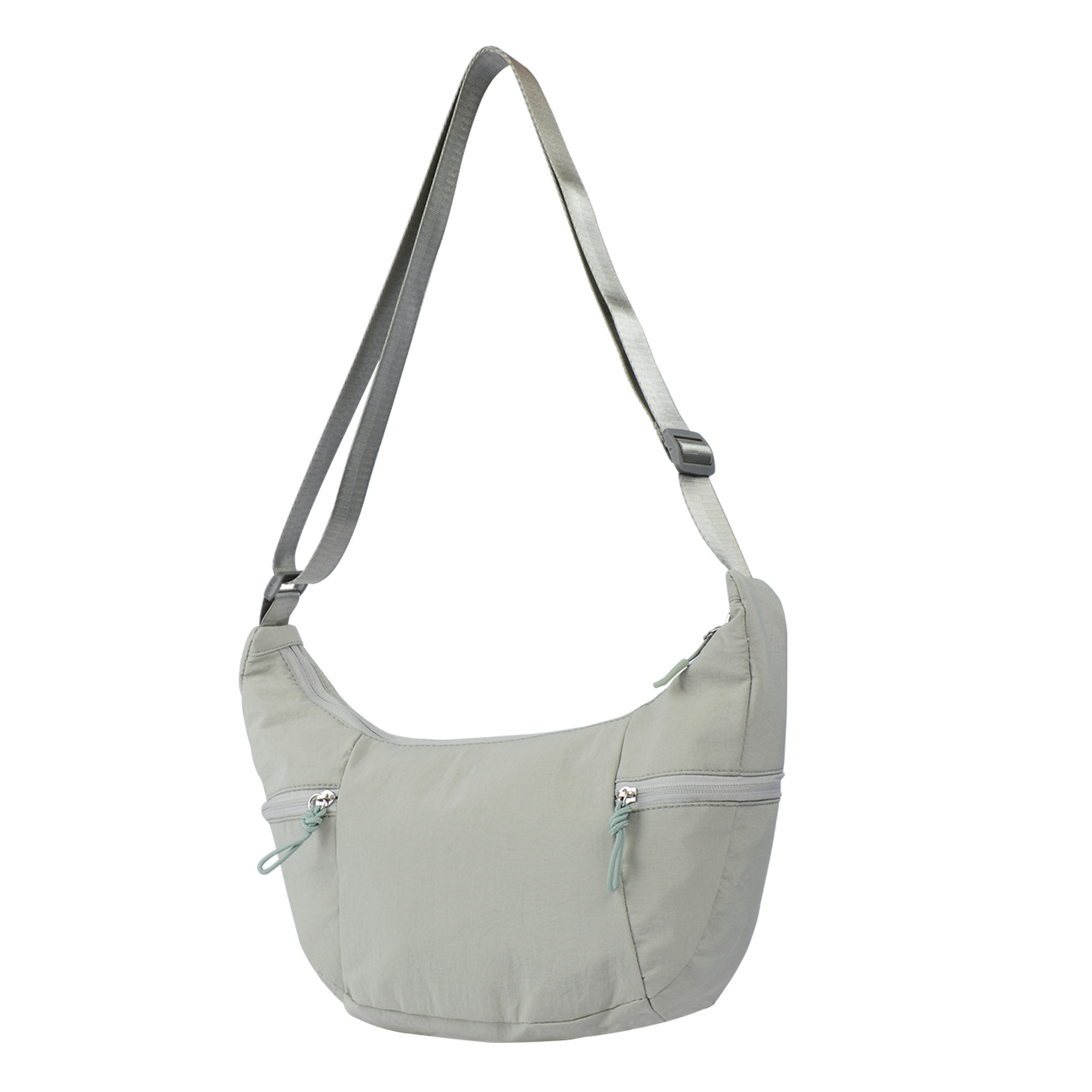 Large Nylon Waterproof Zipper Closure Crescent Sling Bag