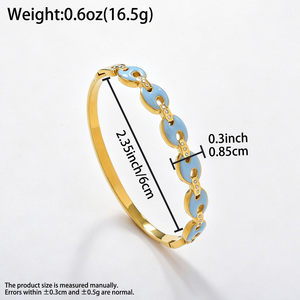 exquisite interlocking link <b>crystal</b> bulk wholesale 18k gold durable light blue enamel anti-rust fashion polished daily <b>bracelet</b> - Product Image 6