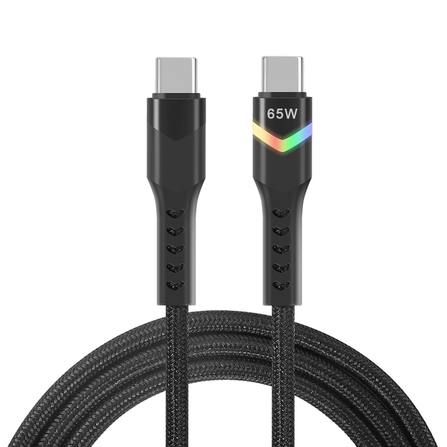 With 7 Color Led Lights Braided 60w PD Cable Quick Charging & Data USB C to C USB PD Fast Charge Cable