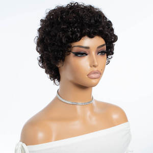 Perruque courte brésilienne pour coupe pixie, perruque bouclée en dentelle transparente, cheveux humains, pour femmes noires - Product Image 6