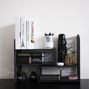Baroque Bookshelf <b>Desktop</b> Storage Rack 3-Tier <b>Standing</b> Office Organizer Multi-purpose Dustproof Moisture-proof No-drill - Product Image 2