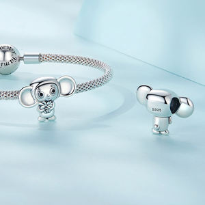 Big-eared monkey animal beaded charm cute monkey s925 perline d'argento perline sparse SCC2387 - Product Image 3