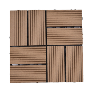 Piastrelle Quadrate Tradizionali in WPC Ecologico, Spesse, Antiscivolo, Effetto Legno Teak Spazzolato, Impermeabili, a Incastro, Durata 25-30 Anni - Product Image 2