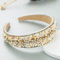 Bandeau de mariage pour femme, style européen et américain, fait main, coloré, orné de pierres précieuses brisées, bord large, en tissu, couleur bonbon