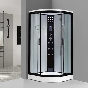 Cabinas de ducha de aluminio negro, cabina de ducha de vidrio con cabina de vapor para baño, proveedor directo de fábrica