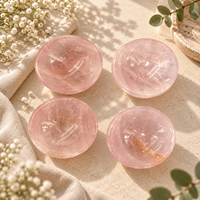 Bol en cristal de quartz rose poli, plat à bibelots en pierre rose, bol décoratif en pierre précieuse pour bijoux, décoration intérieure et cadeaux