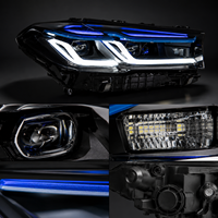 Phares LED style LCI pour BMW Série 5 G30 2021-2023, avec cadre bleu, feux de jour DRL bicolores, kit de modernisation et de rétrofit