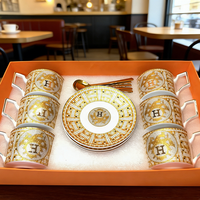 Vente en gros d'usine, vente chaude, ensemble de thé de l'après-midi en céramique de luxe haut de gamme, tasse à café et soucoupe
