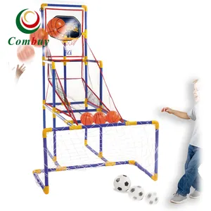 Pop 2in1 Kids Sport Đồ Chơi Bóng Rổ Đặt Cửa Mục Tiêu Bóng Đá Di Động