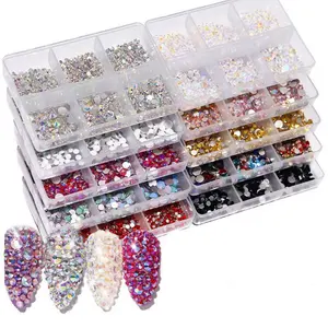 26 Kleuren Nagel Decoratie Mix Maat Nagel Diamant Strass Diy Nail Crystal Steentjes Bedels