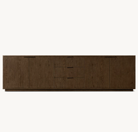 Meuble TV en bois massif chêne clair, 4 portes, 3 tiroirs, buffet, armoire de rangement de luxe, credenza moderne pour salon