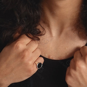 Gemnel 925 실버 로듐 도금 vermeil 클래식 타원형 천연 보석 인장 오닉스 반지 남자 - Product Image 6