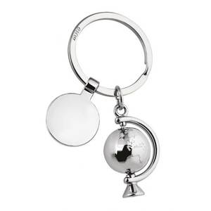 Customizable 3D <b>Globe</b> Keychain Silhouette in Metal Rubber Glass with Custom Logo for Business Use - Product Image 1